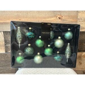 Glass Christmas Ornaments Robert Stanley Home Decor Green Box 12 Sealed.